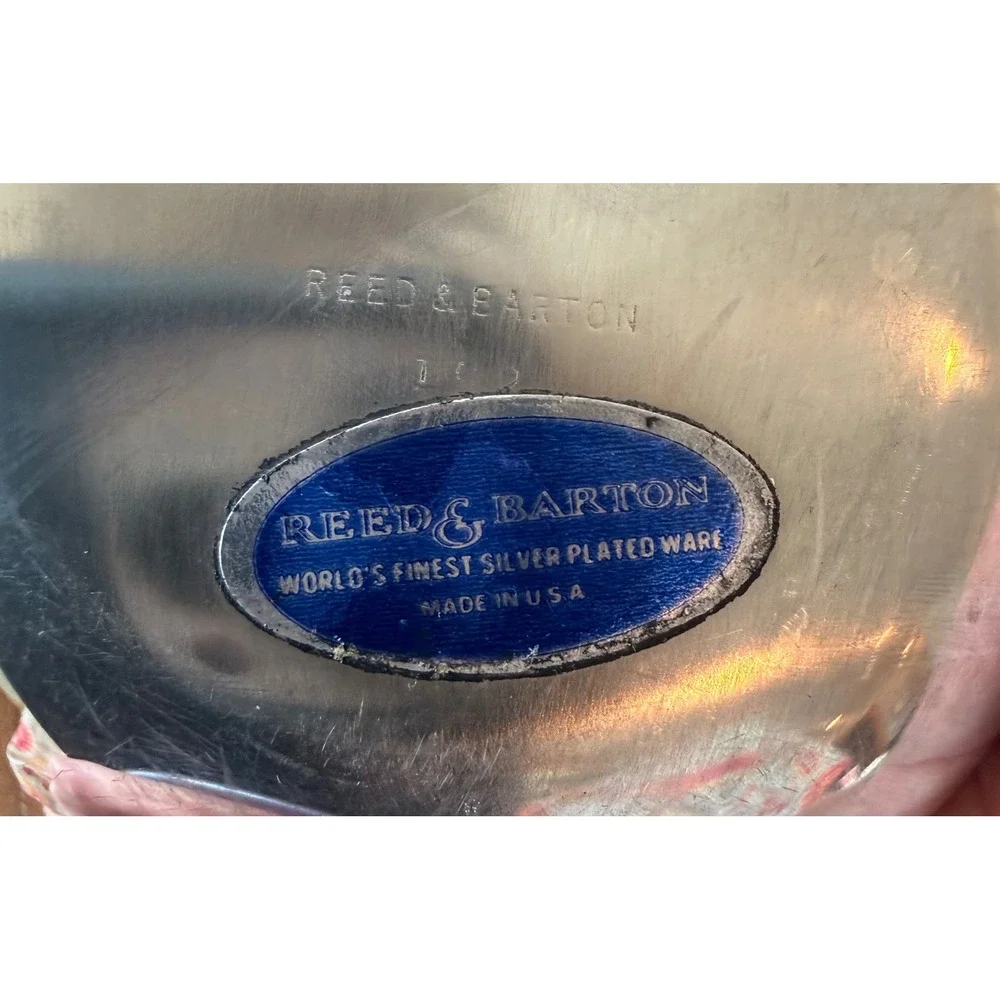 Vintage Reed‎ & Barton Silverplate Red Glass Snack Bowl Pinecone Candy Dish